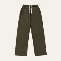 Core Joggers in Khaki laid flat, front view showing the elasticated waist, white drawstring and zip pockets