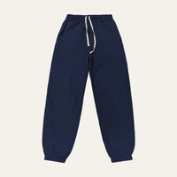 Joggers in Navy laid flat, front view showing the contrast drawstring and cuffed ankles