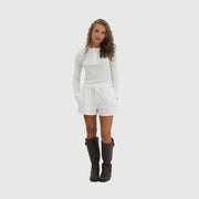 Seaside Henley Waffle Top - White