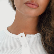 Seaside Henley Waffle Top - White